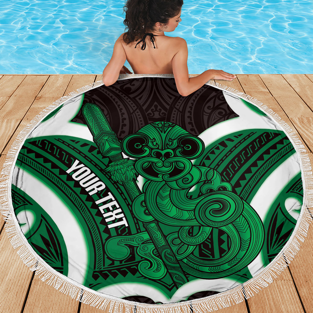Kakariki Aotearoa Atua Tumatauenga Personalised Beach Blanket Maori God Of War Tiki With Taiaha LT14 - Polynesian Pride