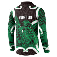 Kakariki Aotearoa Atua Tumatauenga Personalised Button Sweatshirt Maori God Of War Tiki With Taiaha LT14 - Polynesian Pride