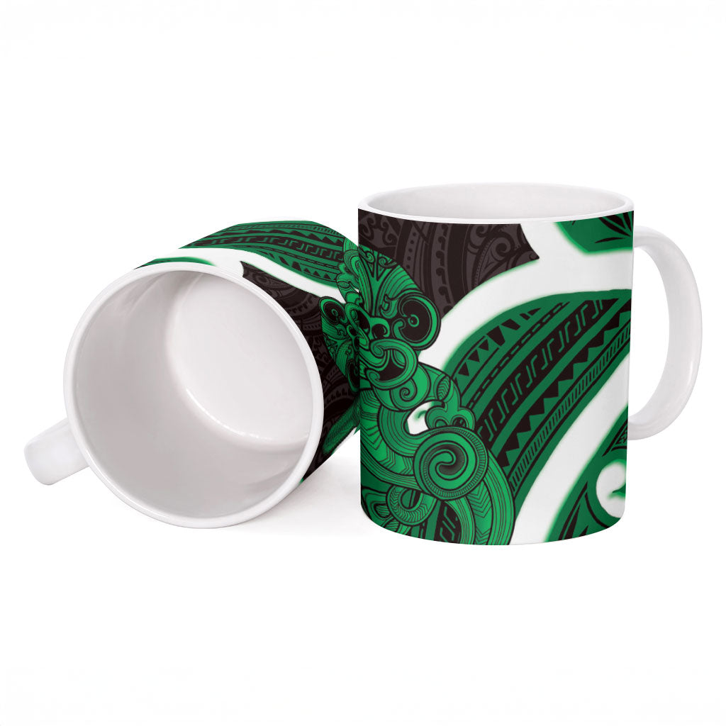 Kakariki Aotearoa Atua Tumatauenga Ceramic Mug Maori God Of War Tiki With Taiaha LT14 - Polynesian Pride