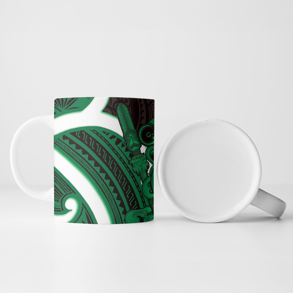 Kakariki Aotearoa Atua Tumatauenga Ceramic Mug Maori God Of War Tiki With Taiaha LT14 - Polynesian Pride
