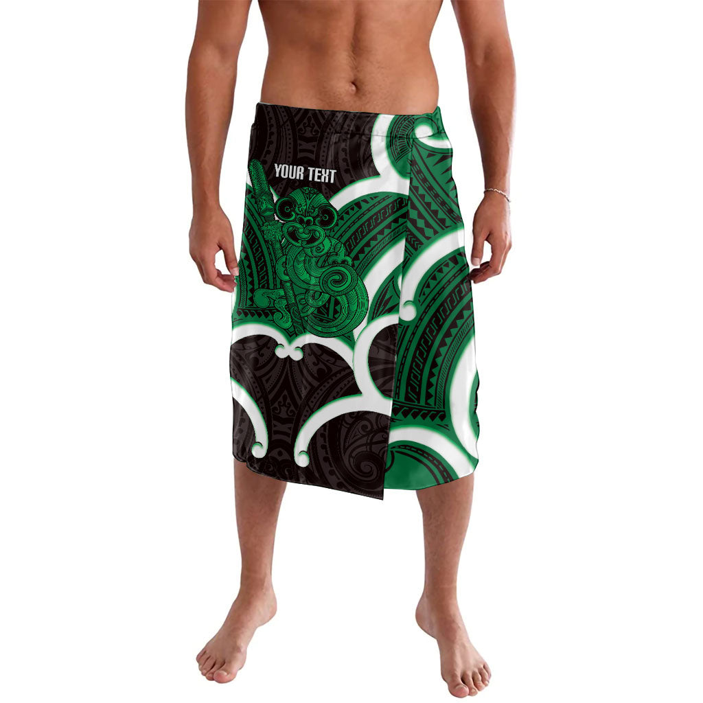 Kakariki Aotearoa Atua Tumatauenga Personalised Lavalava Maori God Of War Tiki With Taiaha LT14 Green - Polynesian Pride