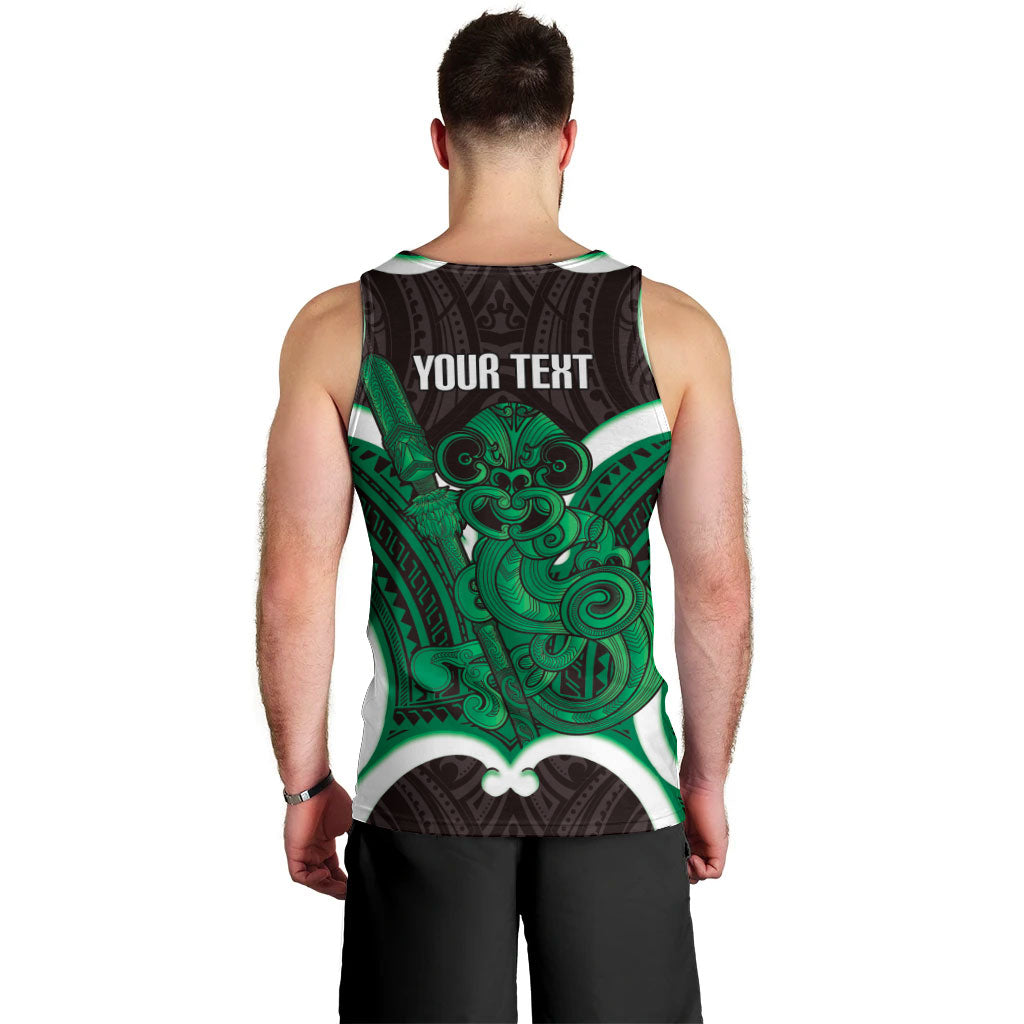 Kakariki Aotearoa Atua Tumatauenga Personalised Men Tank Top Maori God Of War Tiki With Taiaha LT14 - Polynesian Pride