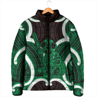 Kakariki Aotearoa Atua Tumatauenga Personalised Padded Jacket Maori God Of War Tiki With Taiaha LT14 - Polynesian Pride