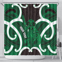 Kakariki Aotearoa Atua Tumatauenga Personalised Shower Curtain Maori God Of War Tiki With Taiaha LT14 - Polynesian Pride