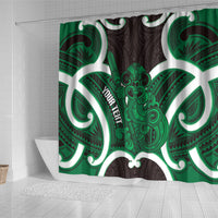 Kakariki Aotearoa Atua Tumatauenga Personalised Shower Curtain Maori God Of War Tiki With Taiaha LT14 - Polynesian Pride