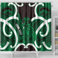 Kakariki Aotearoa Atua Tumatauenga Personalised Shower Curtain Maori God Of War Tiki With Taiaha LT14 - Polynesian Pride