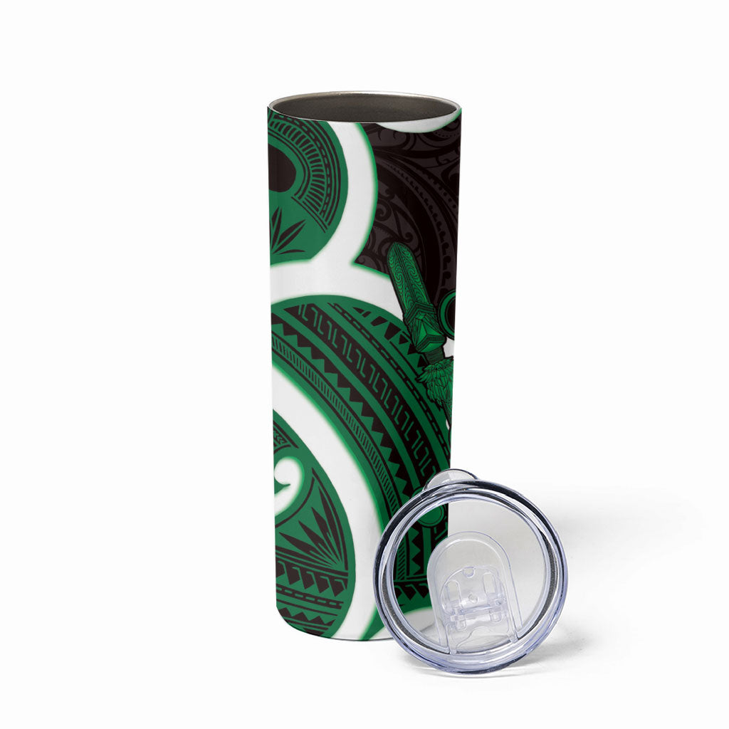 Kakariki Aotearoa Atua Tumatauenga Skinny Tumbler Maori God Of War Tiki With Taiaha LT14 - Polynesian Pride