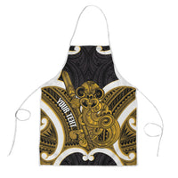 Kowhai Aotearoa Atua Tumatauenga Personalised Apron Maori God Of War Tiki With Taiaha LT14 Yellow - Polynesian Pride