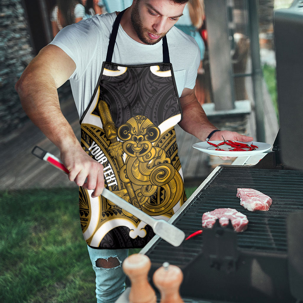 Kowhai Aotearoa Atua Tumatauenga Personalised Apron Maori God Of War Tiki With Taiaha LT14 - Polynesian Pride