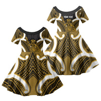 Kowhai Aotearoa Atua Tumatauenga Personalised Family Matching Mermaid Dress and Hawaiian Shirt Maori God Of War Tiki With Taiaha