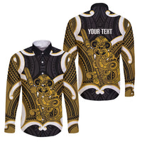 Kowhai Aotearoa Atua Tumatauenga Personalised Family Matching Short Sleeve Bodycon Dress and Hawaiian Shirt Maori God Of War Tiki With Taiaha