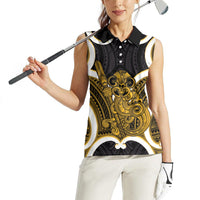 Kowhai Aotearoa Atua Tumatauenga Personalised Women Sleeveless Polo Shirt Maori God Of War Tiki With Taiaha LT14 - Polynesian Pride