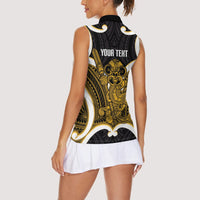 Kowhai Aotearoa Atua Tumatauenga Personalised Women Sleeveless Polo Shirt Maori God Of War Tiki With Taiaha LT14 - Polynesian Pride