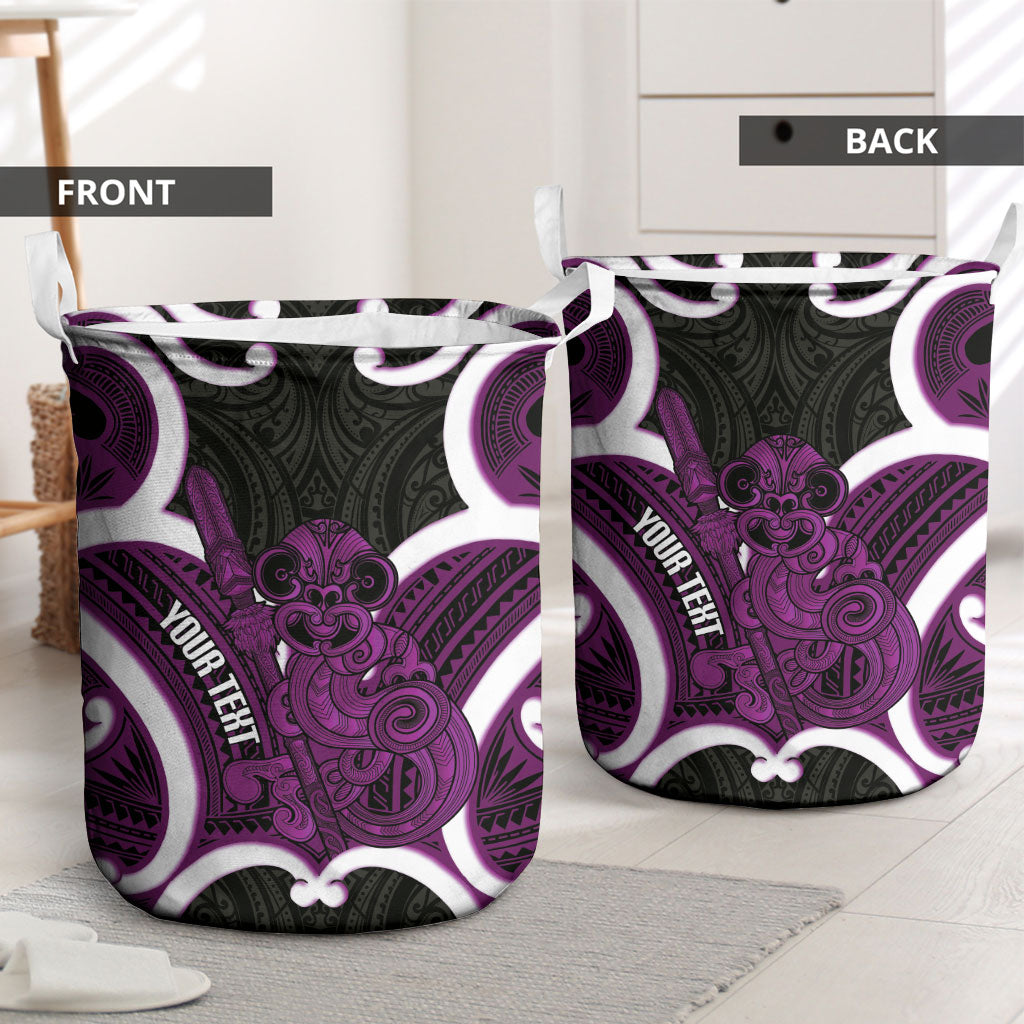 Waiporoporo Aotearoa Atua Tumatauenga Personalised Laundry Basket Maori God Of War Tiki With Taiaha LT14 - Polynesian Pride