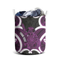 Waiporoporo Aotearoa Atua Tumatauenga Personalised Laundry Basket Maori God Of War Tiki With Taiaha LT14 - Polynesian Pride