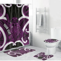 Waiporoporo Aotearoa Atua Tumatauenga Personalised Bathroom Set Maori God Of War Tiki With Taiaha LT14 Bathroom Set (4 pcs) Purple - Polynesian Pride