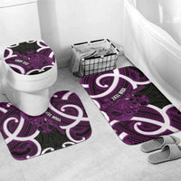 Waiporoporo Aotearoa Atua Tumatauenga Personalised Bathroom Set Maori God Of War Tiki With Taiaha LT14 Mat Set Only (3 pcs) One Size Purple - Polynesian Pride