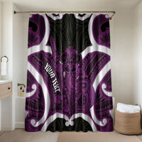 Waiporoporo Aotearoa Atua Tumatauenga Personalised Bathroom Set Maori God Of War Tiki With Taiaha LT14 Shower Curtain Only Purple - Polynesian Pride