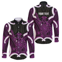Waiporoporo Aotearoa Atua Tumatauenga Personalised Family Matching Off The Shoulder Long Sleeve Dress and Hawaiian Shirt Maori God Of War Tiki With Taiaha