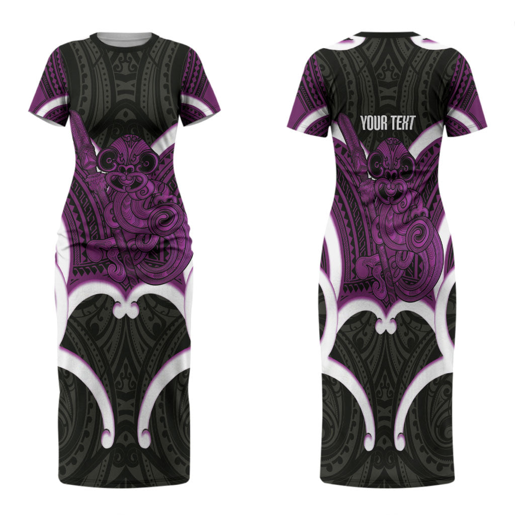 Waiporoporo Aotearoa Atua Tumatauenga Personalised Family Matching Short Sleeve Bodycon Dress and Hawaiian Shirt Maori God Of War Tiki With Taiaha