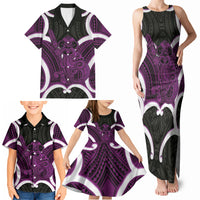Waiporoporo Aotearoa Atua Tumatauenga Personalised Family Matching Tank Maxi Dress and Hawaiian Shirt Maori God Of War Tiki With Taiaha LT14 - Polynesian Pride