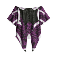 Waiporoporo Aotearoa Atua Tumatauenga Personalised Off Shoulder Wrap Waist Top Maori God Of War Tiki With Taiaha