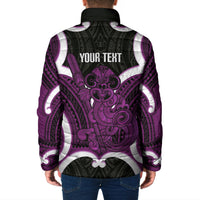 Waiporoporo Aotearoa Atua Tumatauenga Personalised Padded Jacket Maori God Of War Tiki With Taiaha LT14 - Polynesian Pride