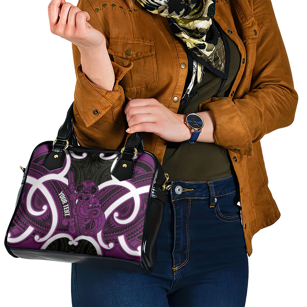 Waiporoporo Aotearoa Atua Tumatauenga Personalised Shoulder Handbag Maori God Of War Tiki With Taiaha LT14 - Polynesian Pride