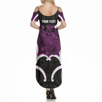 Waiporoporo Aotearoa Atua Tumatauenga Personalised Summer Maxi Dress Maori God Of War Tiki With Taiaha LT14 - Polynesian Pride