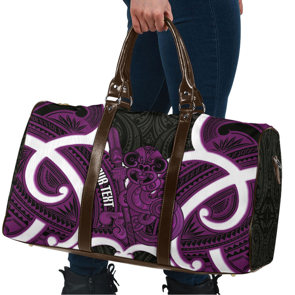 Waiporoporo Aotearoa Atua Tumatauenga Personalised Travel Bag Maori God Of War Tiki With Taiaha LT14 - Polynesian Pride