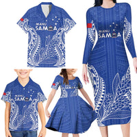Custom Manu Samoa Rugby 2024 Family Matching Long Sleeve Bodycon Dress and Hawaiian Shirt Go Champions Samoan Tattoo LT14 - Polynesian Pride
