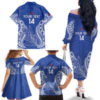 Custom Manu Samoa Rugby 2024 Family Matching Off The Shoulder Long Sleeve Dress and Hawaiian Shirt Go Champions Samoan Tattoo LT14 - Polynesian Pride