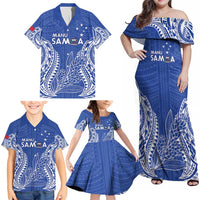 Custom Manu Samoa Rugby 2024 Family Matching Off Shoulder Maxi Dress and Hawaiian Shirt Go Champions Samoan Tattoo LT14 - Polynesian Pride