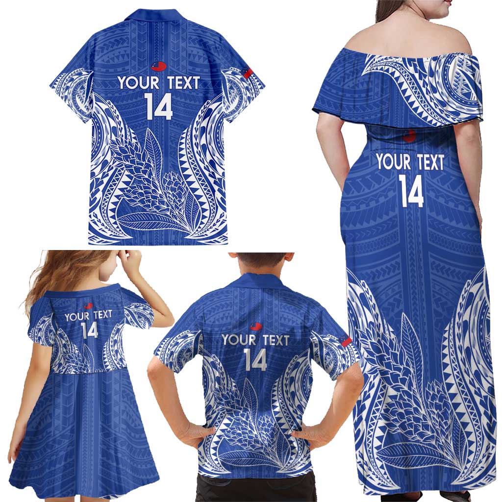 Custom Manu Samoa Rugby 2024 Family Matching Off Shoulder Maxi Dress and Hawaiian Shirt Go Champions Samoan Tattoo LT14 - Polynesian Pride
