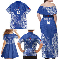 Custom Manu Samoa Rugby 2024 Family Matching Off Shoulder Maxi Dress and Hawaiian Shirt Go Champions Samoan Tattoo LT14 - Polynesian Pride