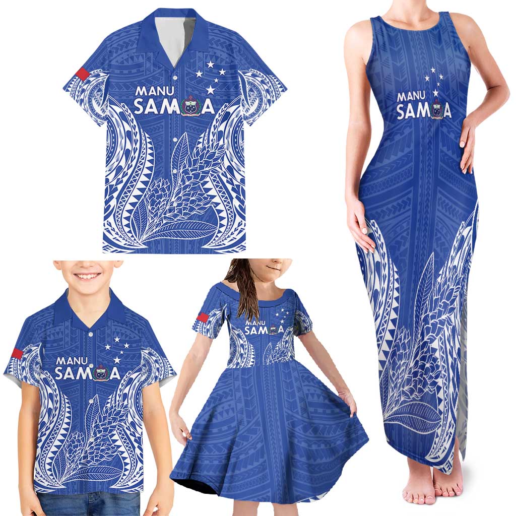 Custom Manu Samoa Rugby 2024 Family Matching Tank Maxi Dress and Hawaiian Shirt Go Champions Samoan Tattoo LT14 - Polynesian Pride