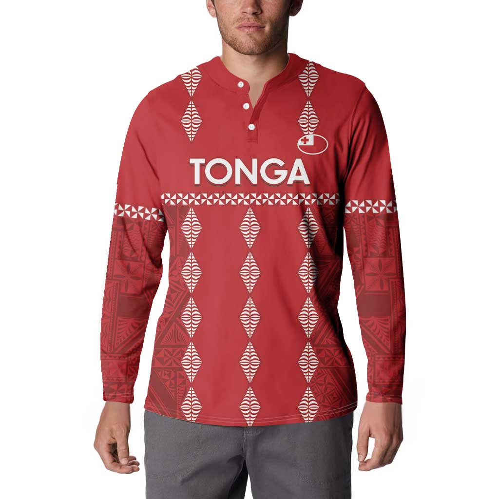Custom Tonga Rugby 2024 Button Sweatshirt Go Champions Ikale Tahi Ngatu Pattern