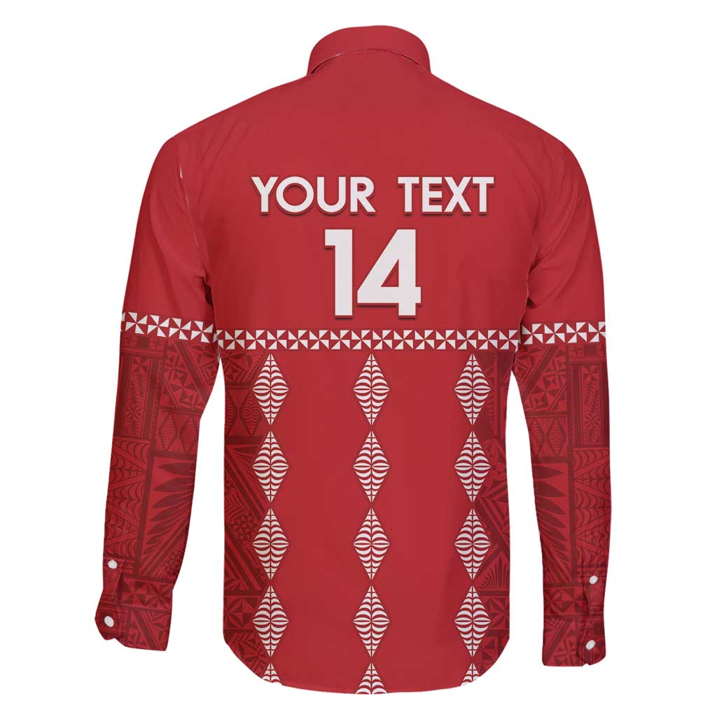 Custom Tonga Rugby 2024 Family Matching Long Sleeve Bodycon Dress and Hawaiian Shirt Go Champions Ikale Tahi Ngatu Pattern LT14 - Polynesian Pride
