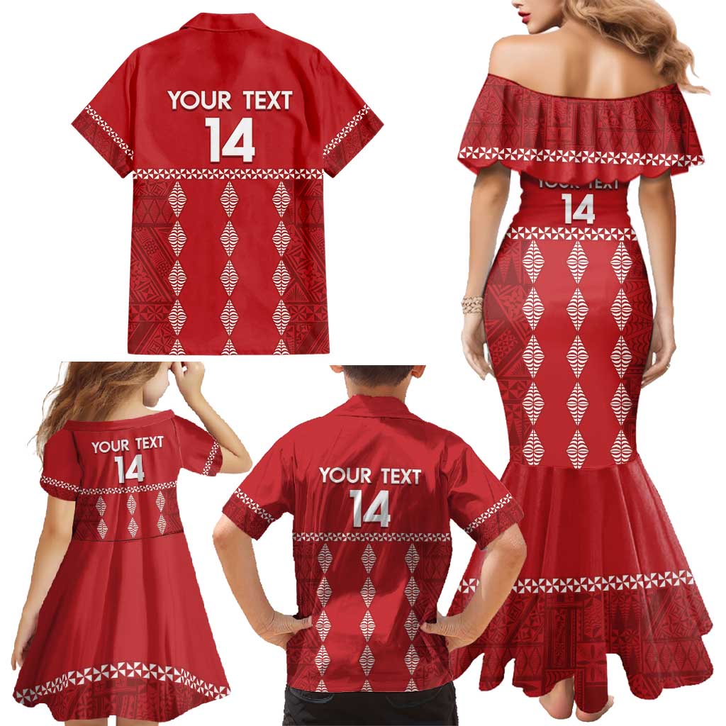 Custom Tonga Rugby 2024 Family Matching Mermaid Dress and Hawaiian Shirt Go Champions Ikale Tahi Ngatu Pattern LT14 - Polynesian Pride