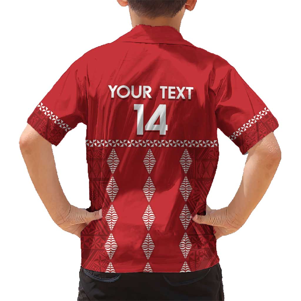 Custom Tonga Rugby 2024 Family Matching Short Sleeve Bodycon Dress and Hawaiian Shirt Go Champions Ikale Tahi Ngatu Pattern LT14 - Polynesian Pride