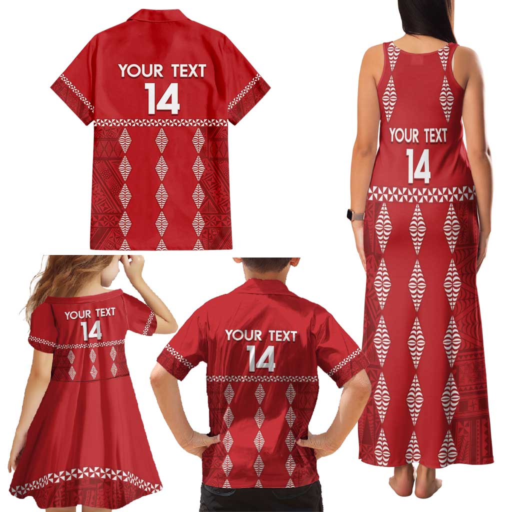 Custom Tonga Rugby 2024 Family Matching Tank Maxi Dress and Hawaiian Shirt Go Champions Ikale Tahi Ngatu Pattern