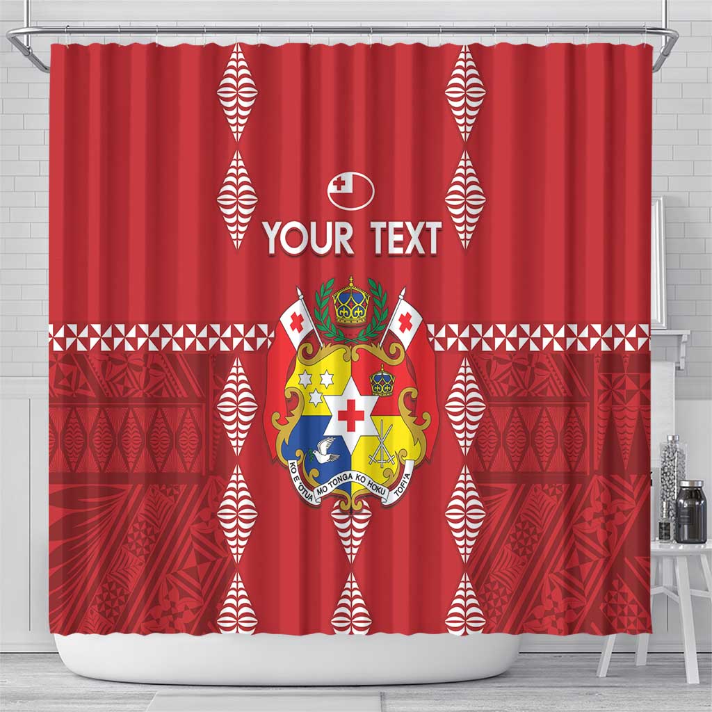 Custom Tonga Rugby 2024 Shower Curtain Go Champions Ikale Tahi Ngatu Pattern LT14 - Polynesian Pride