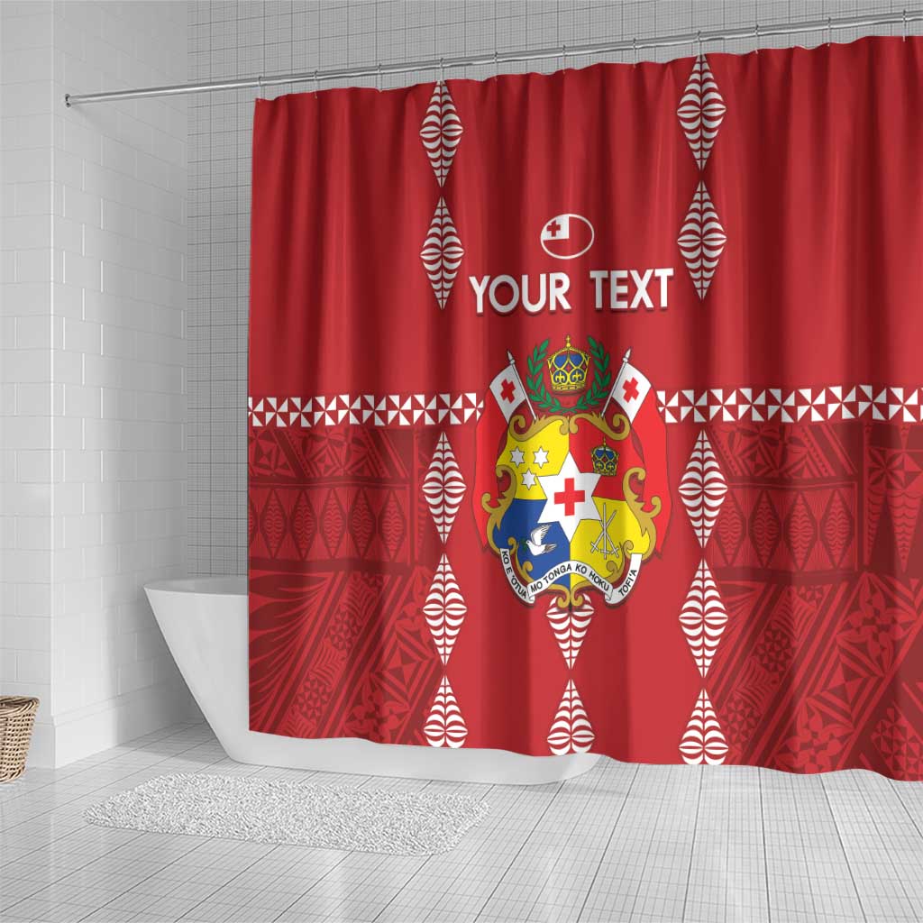 Custom Tonga Rugby 2024 Shower Curtain Go Champions Ikale Tahi Ngatu Pattern LT14 - Polynesian Pride