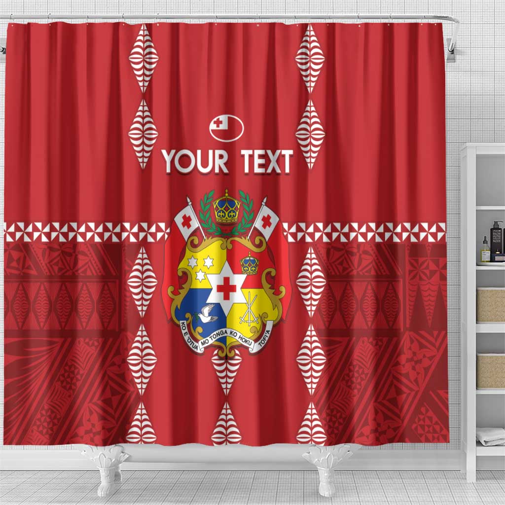 Custom Tonga Rugby 2024 Shower Curtain Go Champions Ikale Tahi Ngatu Pattern LT14 - Polynesian Pride