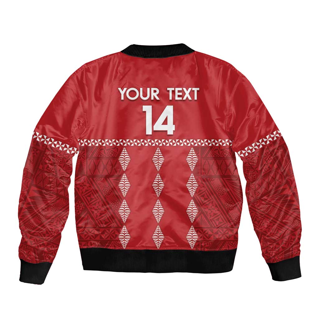 Custom Tonga Rugby 2024 Sleeve Zip Bomber Jacket Go Champions Ikale Tahi Ngatu Pattern LT14 - Polynesian Pride