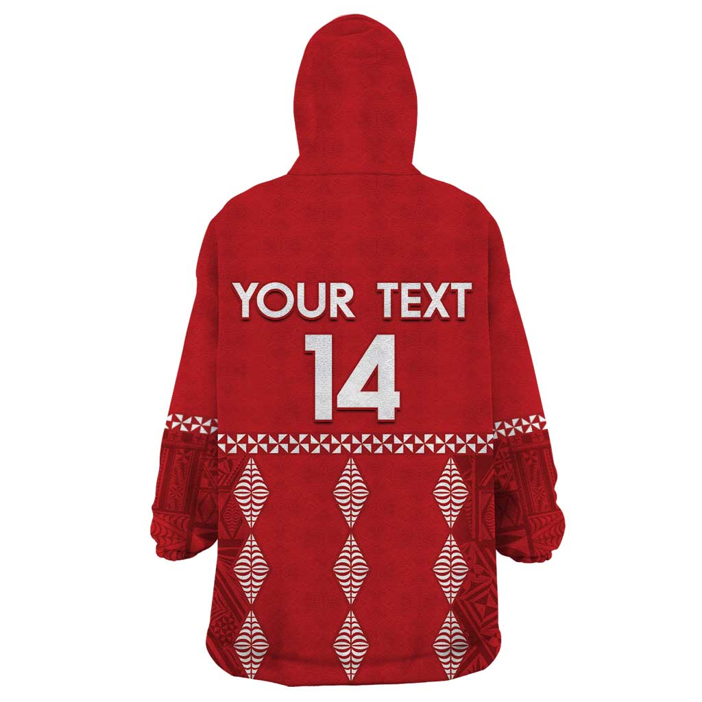 Custom Tonga Rugby 2024 Wearable Blanket Hoodie Go Champions Ikale Tahi Ngatu Pattern