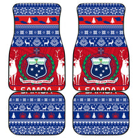 Personalised Samoa Christmas Car Mats Samoan Coat Of Arms Manuia Le Kirisimas LT14 Blue - Polynesian Pride