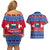 Personalised Samoa Christmas Couples Matching Off Shoulder Short Dress and Hawaiian Shirt Samoan Coat Of Arms Manuia Le Kirisimas LT14 - Polynesian Pride