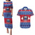 Personalised Samoa Christmas Couples Matching Puletasi Dress and Hawaiian Shirt Samoan Coat Of Arms Manuia Le Kirisimas LT14 Blue - Polynesian Pride