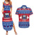 Personalised Samoa Christmas Couples Matching Summer Maxi Dress and Hawaiian Shirt Samoan Coat Of Arms Manuia Le Kirisimas LT14 Blue - Polynesian Pride